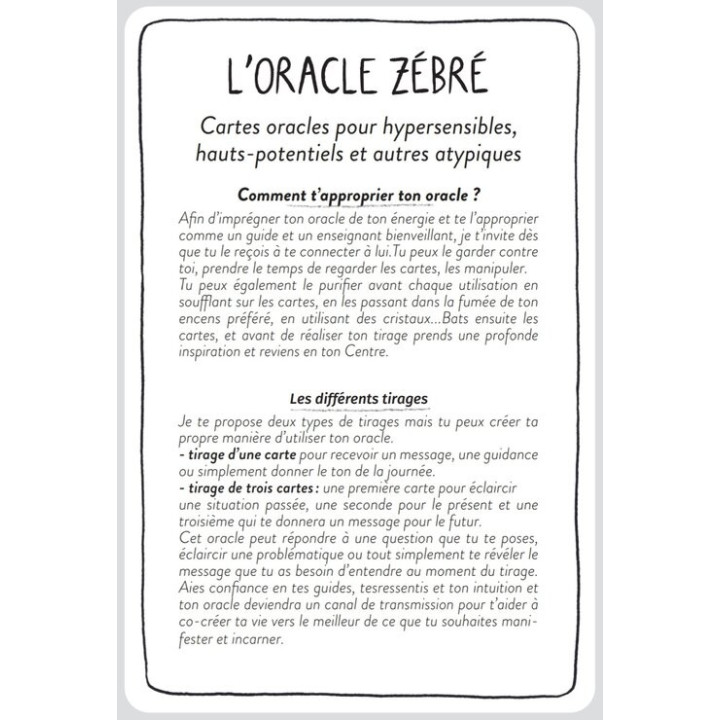 Jeu de cartes L'Oracle Zébré