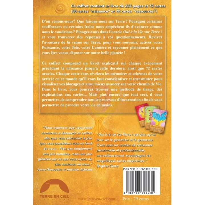 Coffret + livre "Oui à la vie sur Terre" Caroline MOUROT