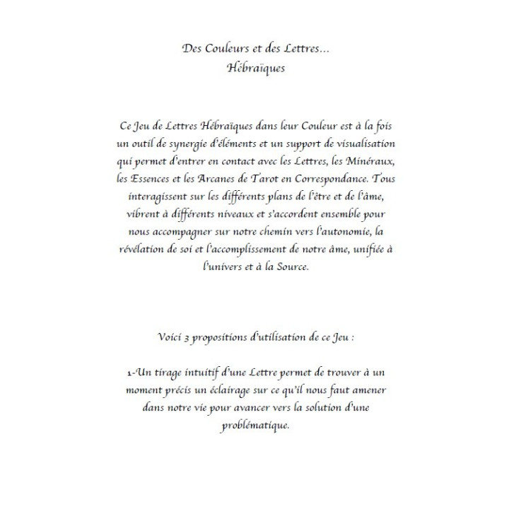 Jeu de cartes Lettres Hébraïques