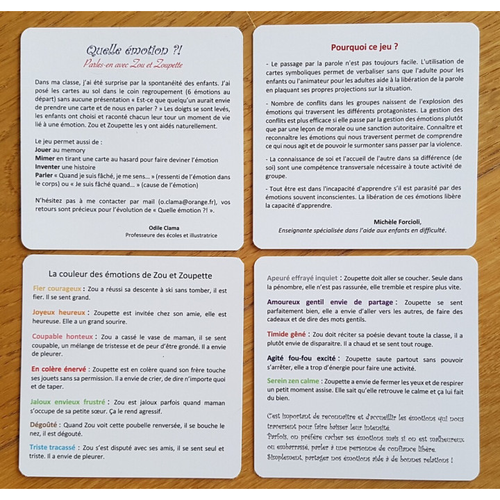 Jeu de cartes Zou et Zoupette