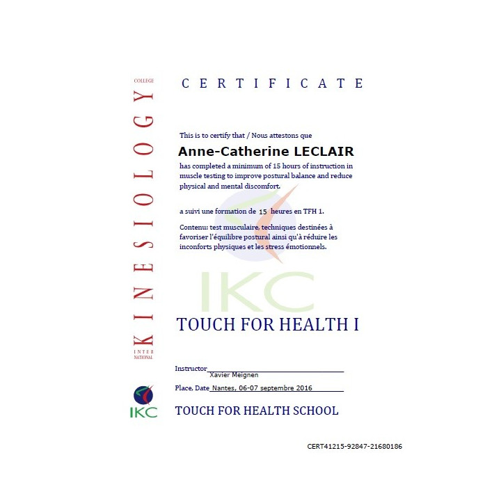 Code Certificat IKC TFH 1