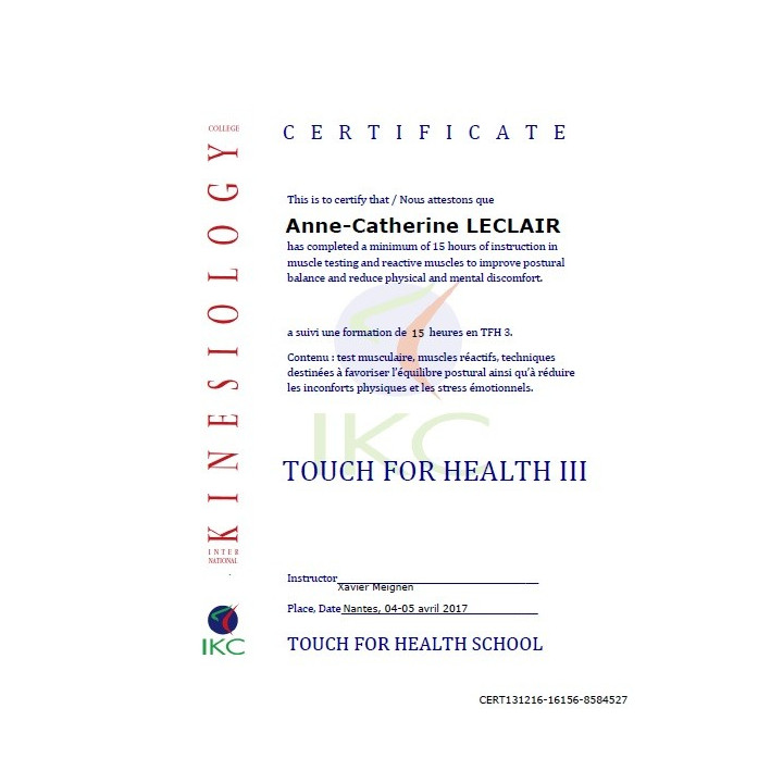Code Certificat IKC TFH 3