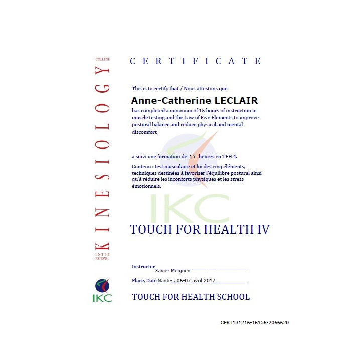 Code Certificat IKC TFH 4