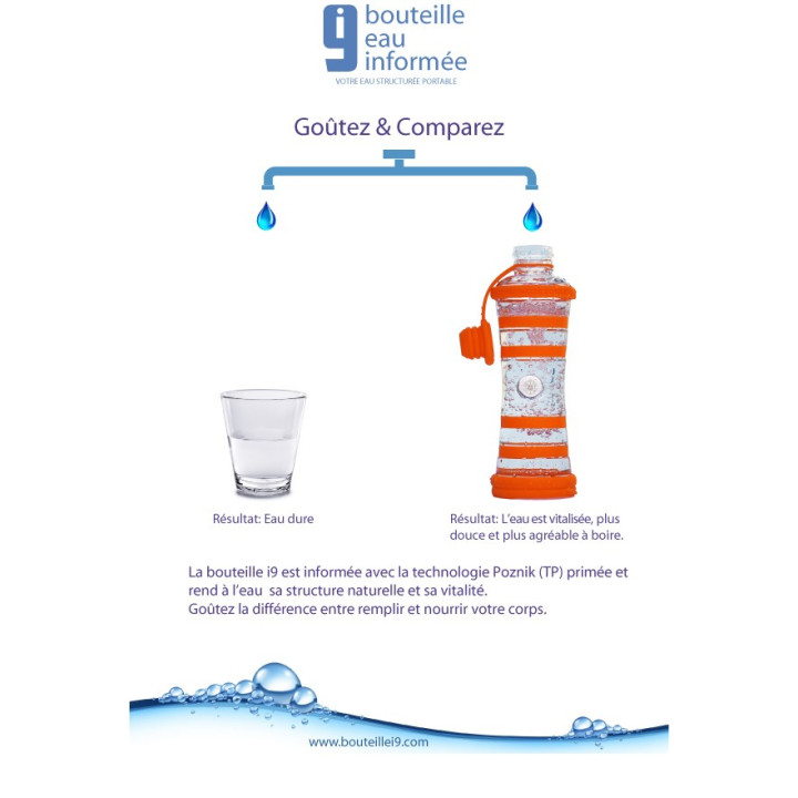 Bouteille d'eau informée i9 (couleur des 7 chakras)