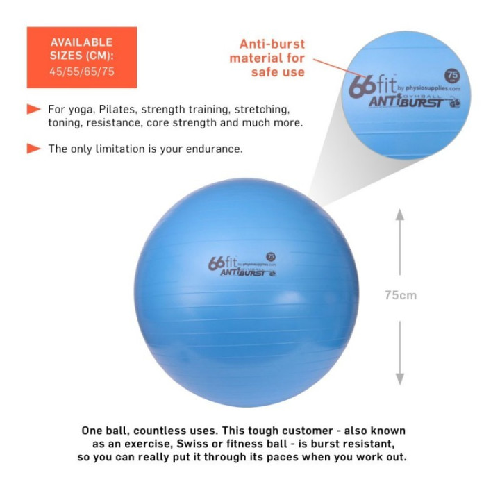 Ballon de gym 75cm - bleu