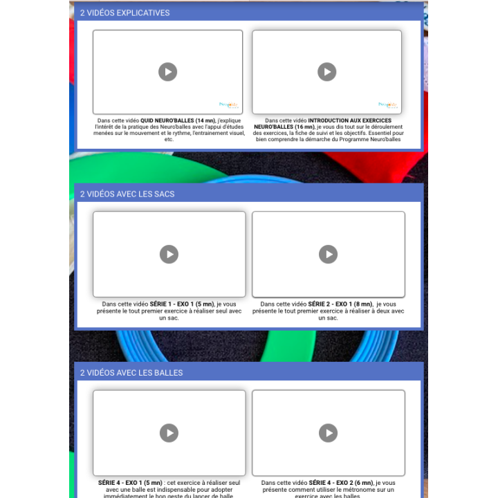 6 VIDÉOS GRATUITES PROGRAMME NEURO'BALLES