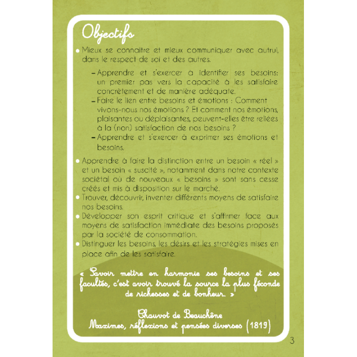 Jeu de cartes - L'expression des besoins