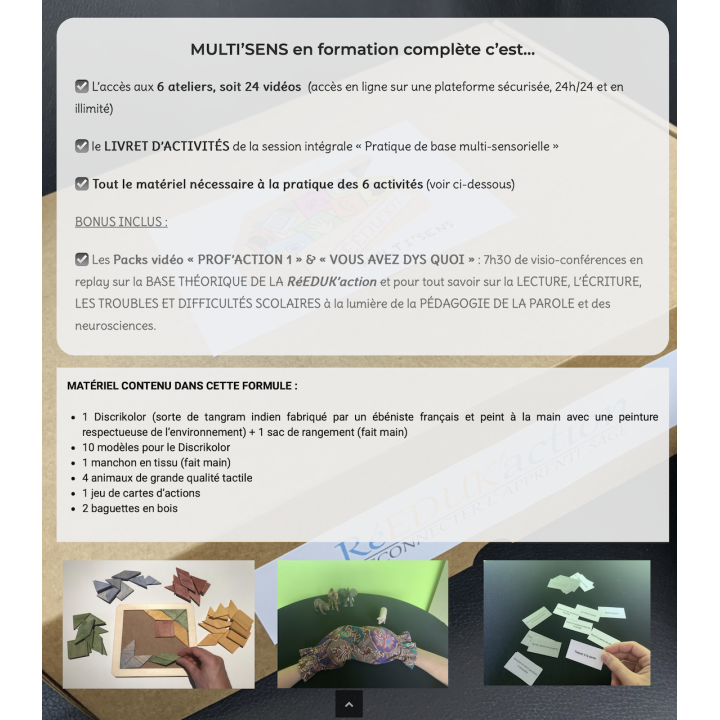 Parcours 1 -Pratique de base multi'sensorielle