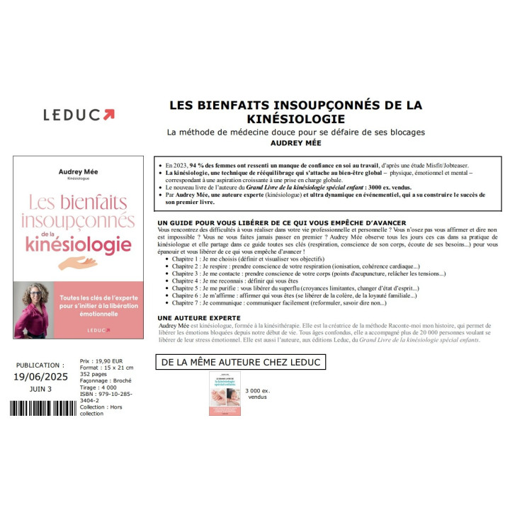 Livre Les bienfaits insoupçonnés de la kinésiologie - Audrey Mée