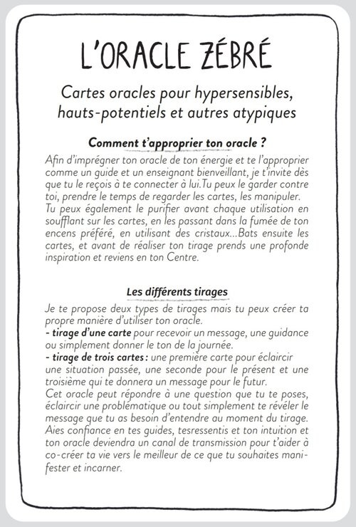 Jeu de cartes L'Oracle Zébré