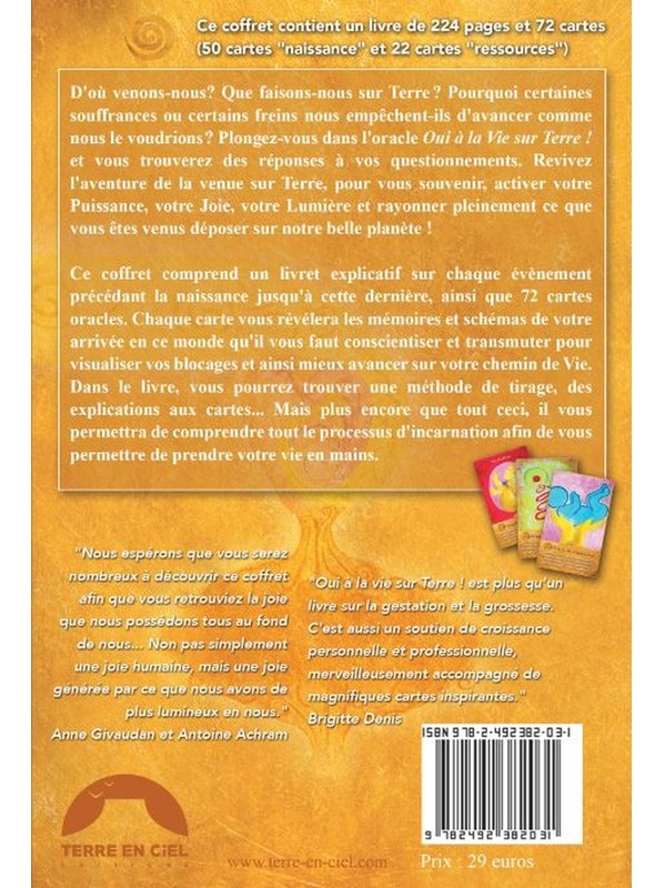 Coffret + livre "Oui à la vie sur Terre" Caroline MOUROT