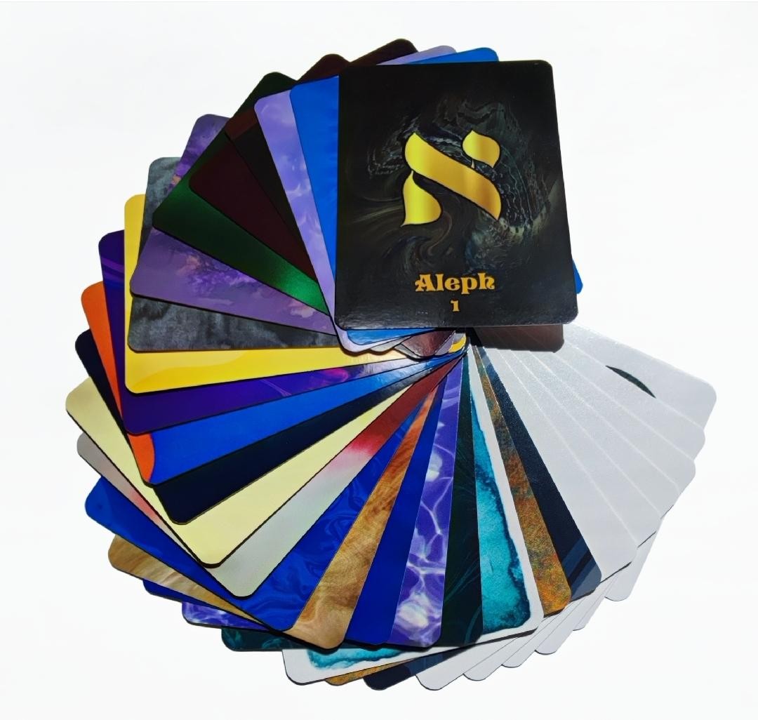 Jeu de cartes Lettres Hébraïques en couleur