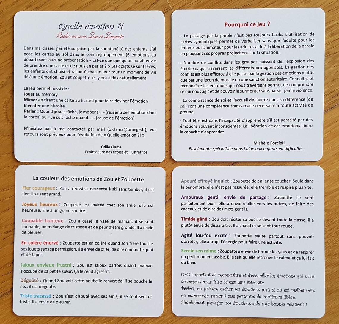 Jeu de cartes Zou et Zoupette