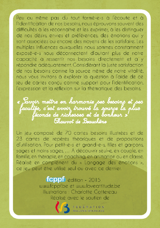 Jeu de cartes - L'expression des besoins