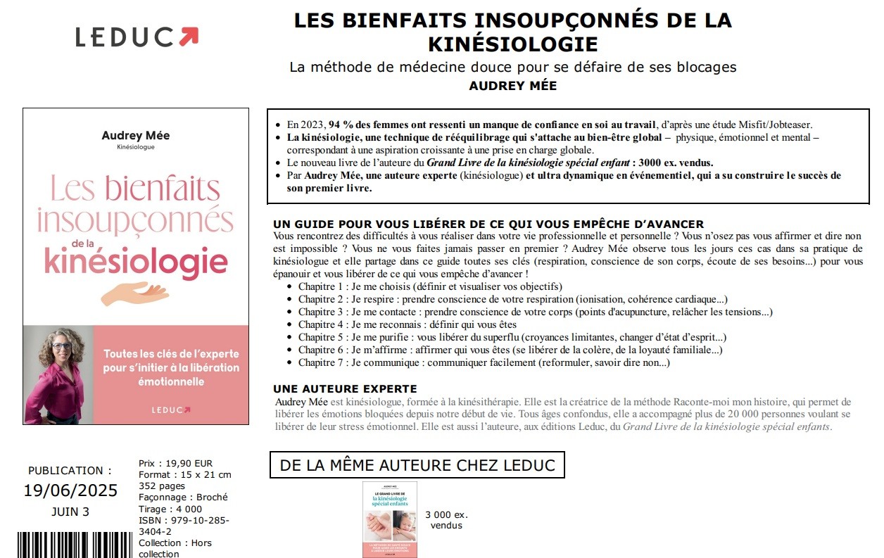 Livre Les bienfaits insoupçonnés de la kinésiologie - Audrey Mée