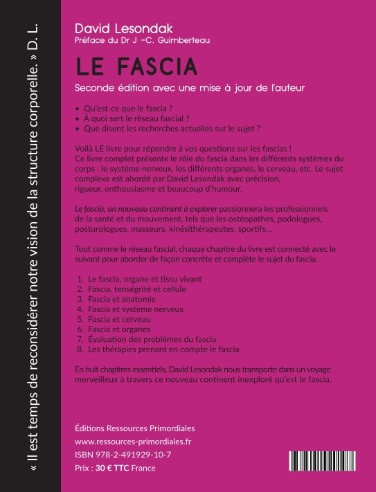 Livre Le Fascia un nouveau continent à explorer - David Lesondak