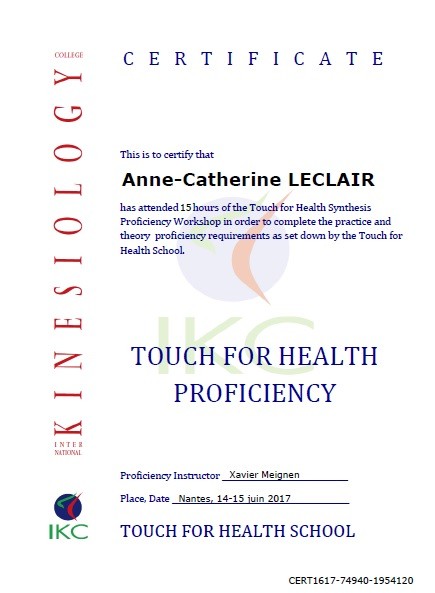 Code Certificat IKC TFH Proficiency