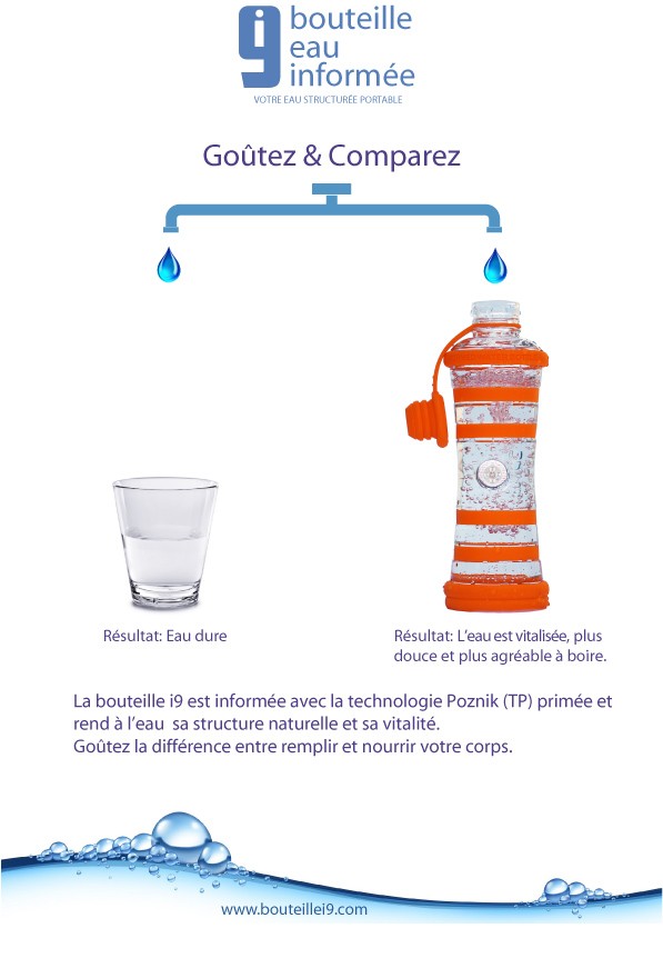 Bouteille d'eau informée i9 (couleur des 7 chakras)